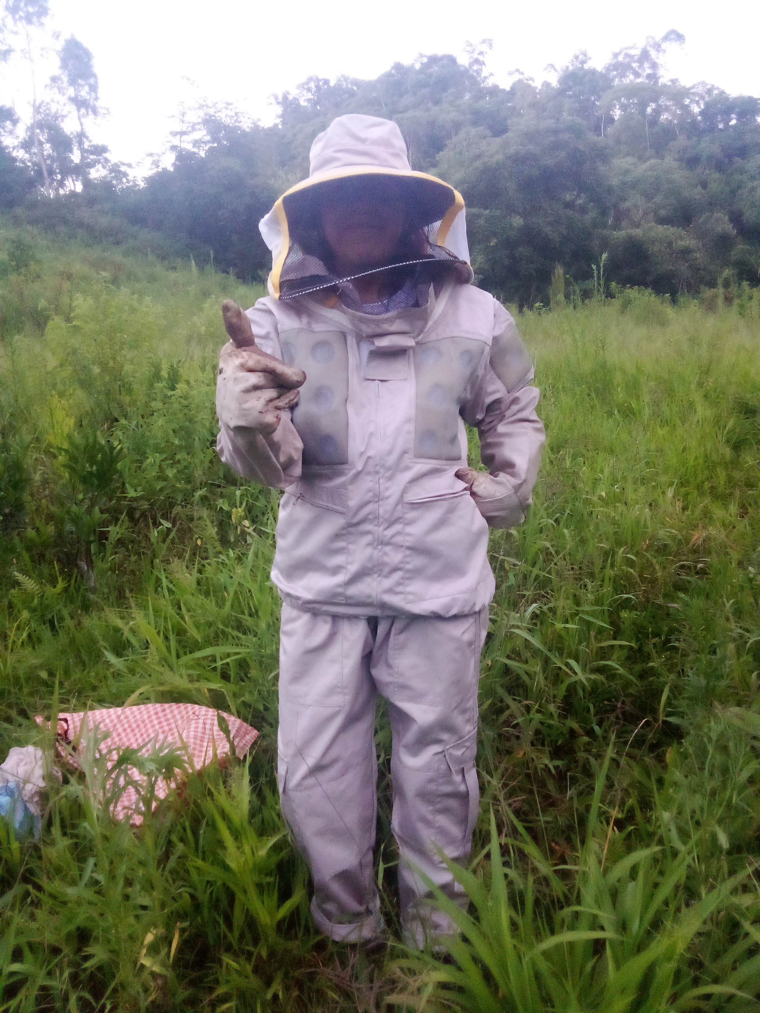 Práctica de campo con traje apícola